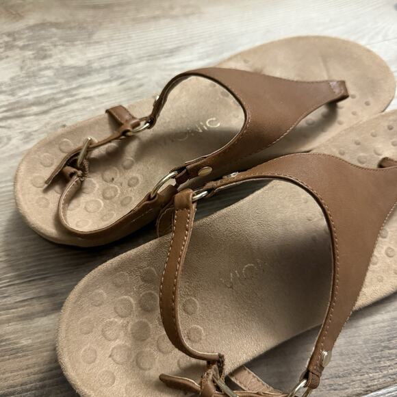 Vionic Kirra Backstrap Thong Sandals Women’s Size 9.5M Tan Leather Comfort Shoes - Picture 3 of 9